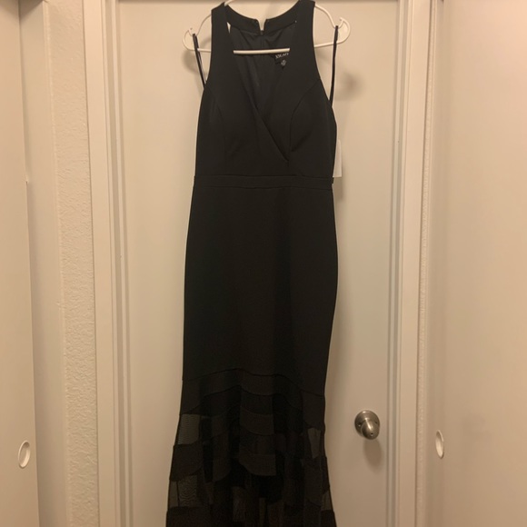 BLACK! Illusion stripe mermaid gown Xscape - Picture 4 of 8